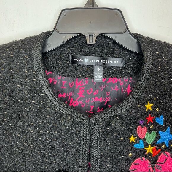 Aqua Kerri Rosenthal Heart Patch Boucle Jacket M - Picture 4 of 9